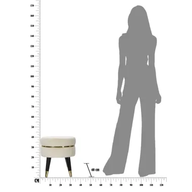 Stołek PARIS Krem/Złoty Ø 35X40,5 cm